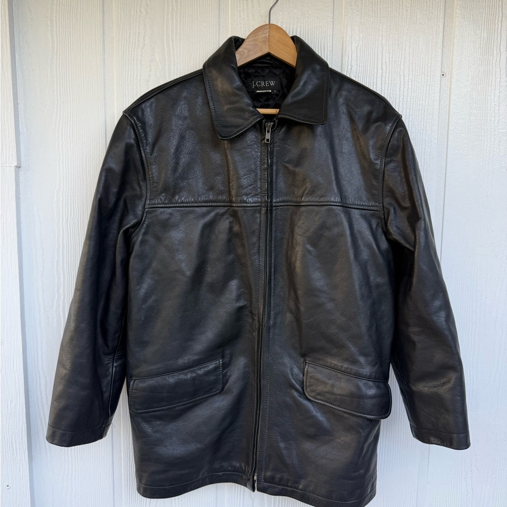J. Crew Men's Black Leather Field Jacket